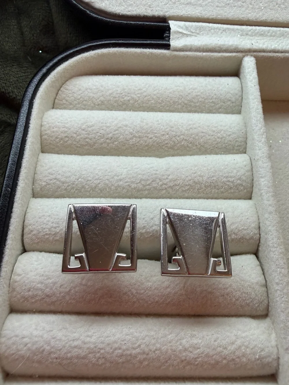 Crystal Square Silver Cufflinks for Men